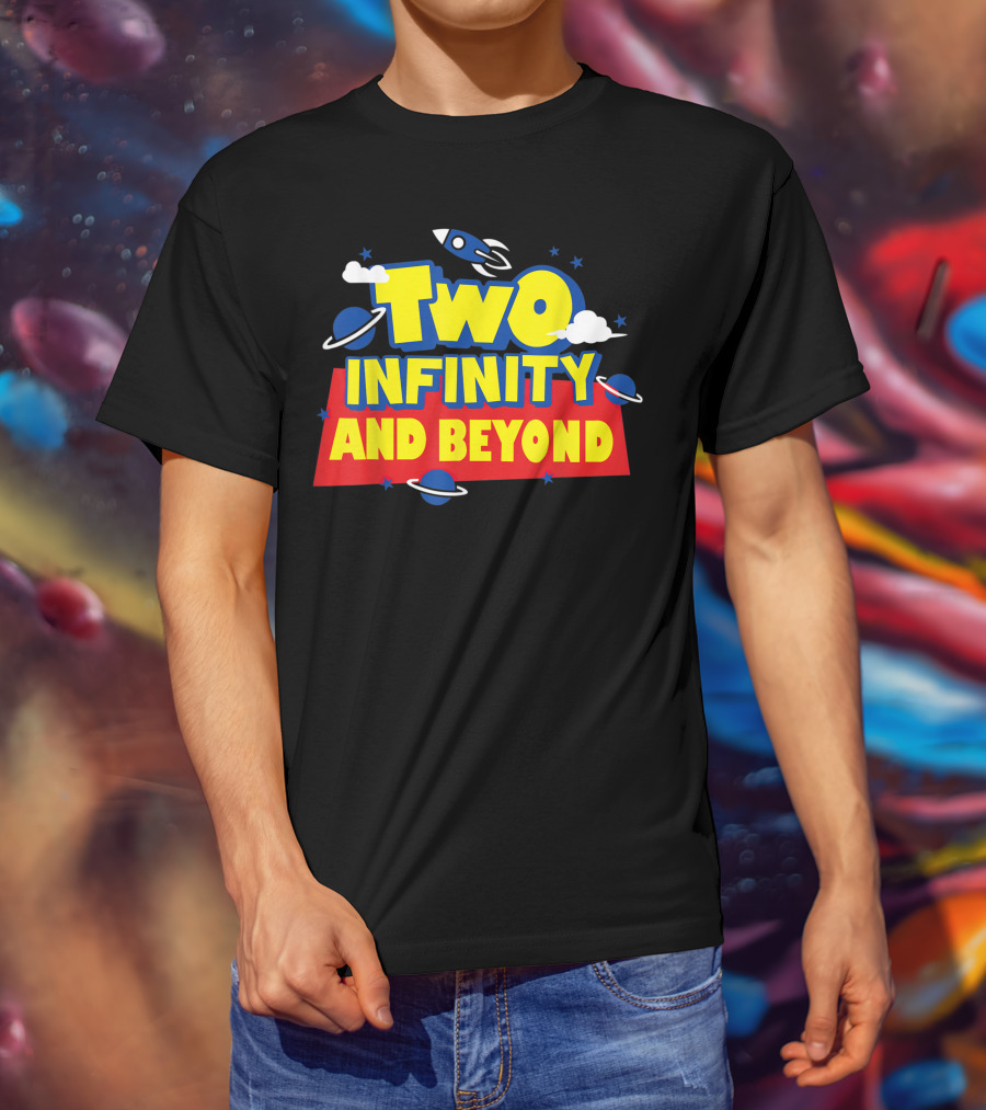 Two Infinity And Beyond 2nd Birthday Rocket And Planets T-Shirt