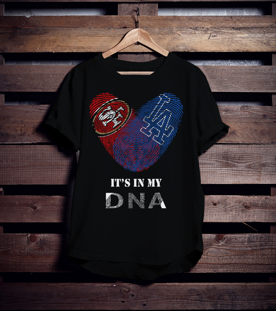 49ers Dodgers Heart Shaped Fingerprint Dna T-Shirt