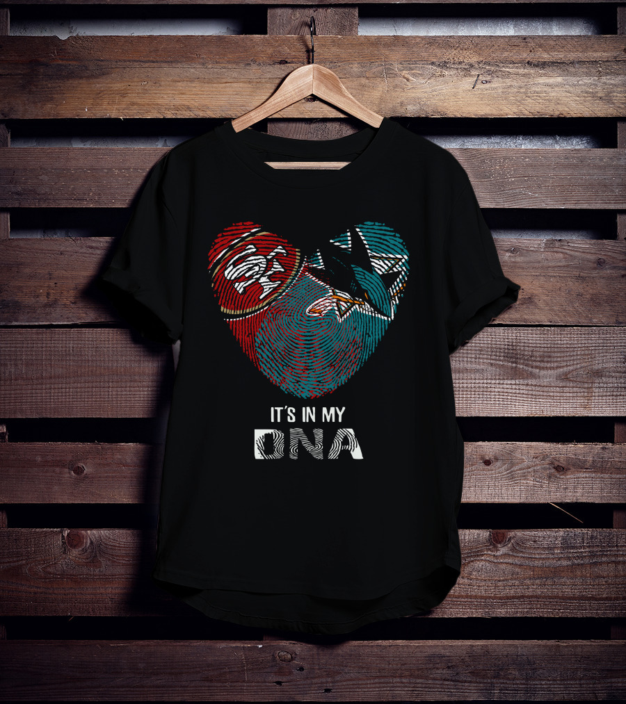 49ers San Jose Sharks Heart Shaped Dna Fingerprint T-Shirt
