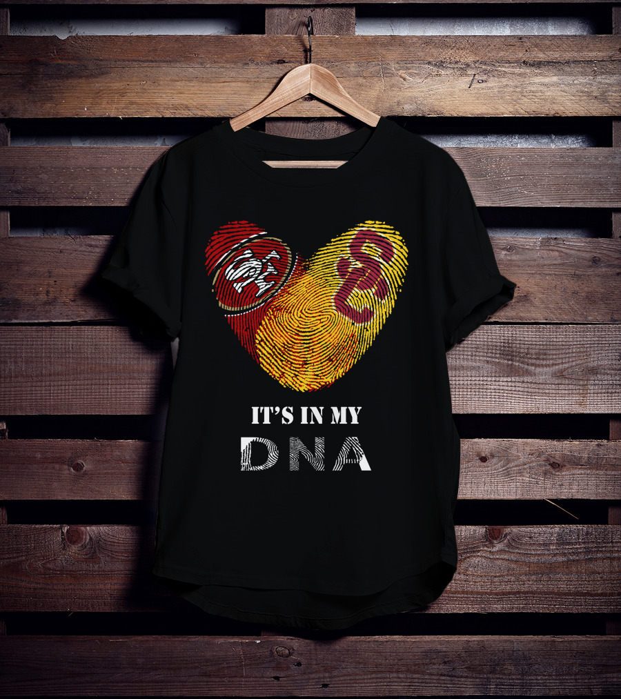 49ers Usc Trojans Heart Dna Fingerprint T-Shirt