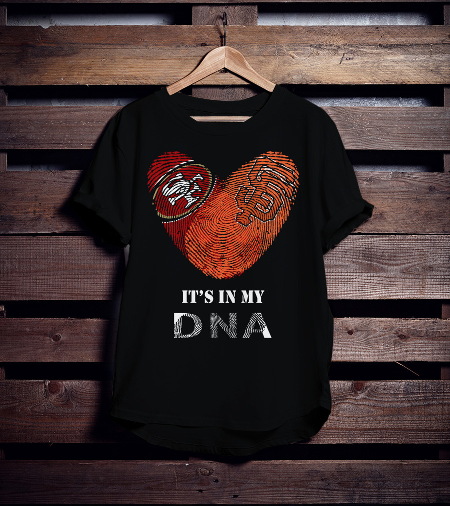 49ers Giants Heart Fingerprint DNA T-Shirt