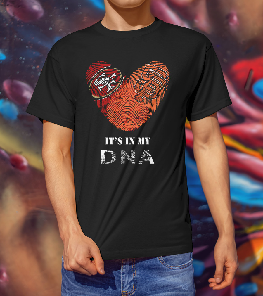 49ers Giants Heart Fingerprint DNA T-Shirt