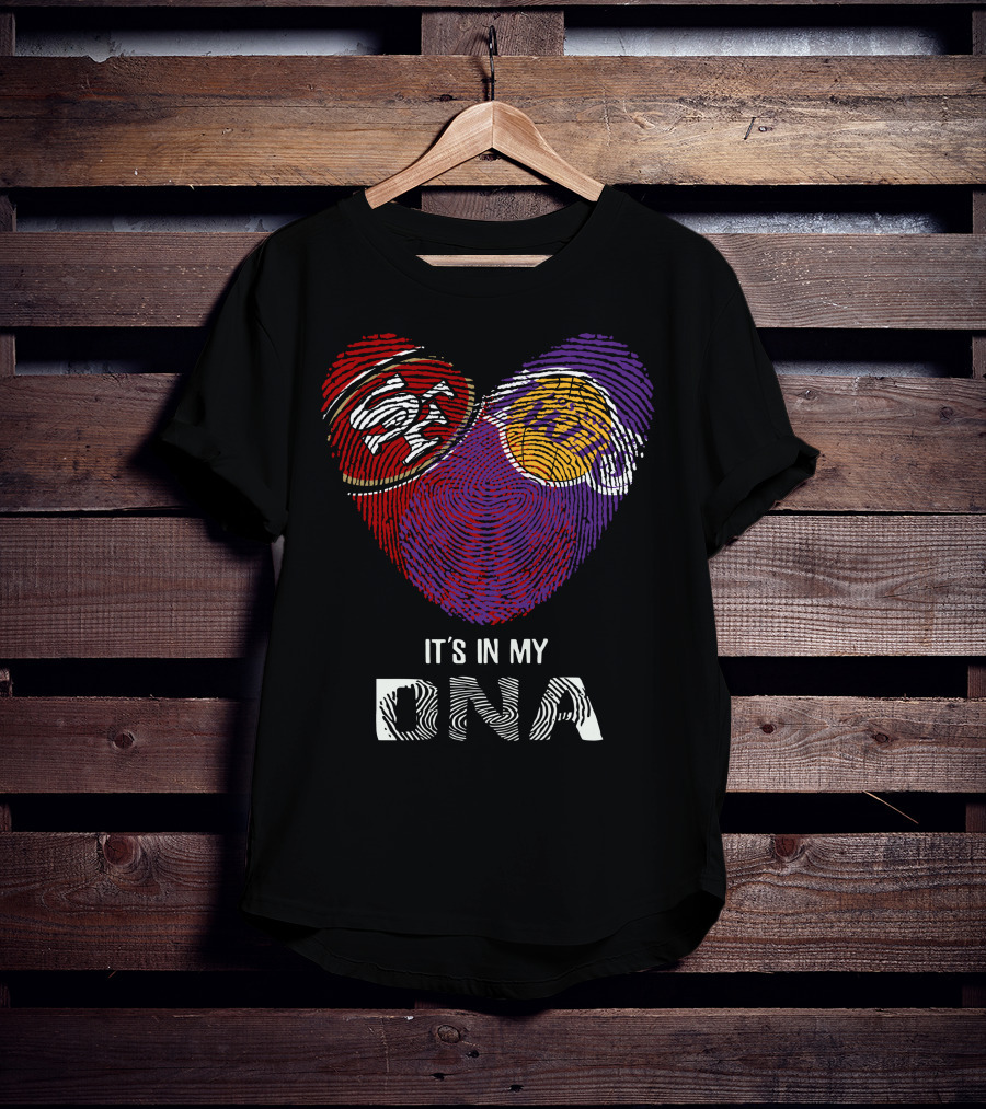 49Ers Lakers Heart Fingerprint It's In My DNA T-Shirt