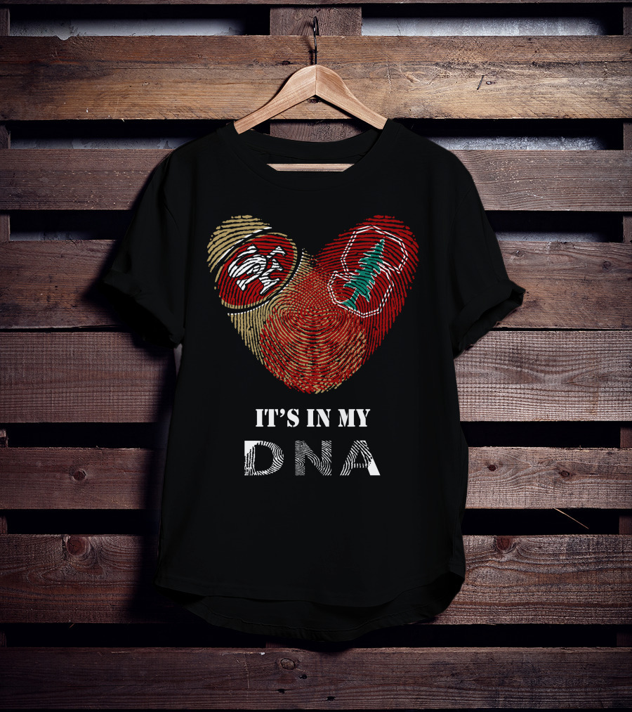 49Ers Stanford Cardinal Heart Fingerprint DNA T-Shirt