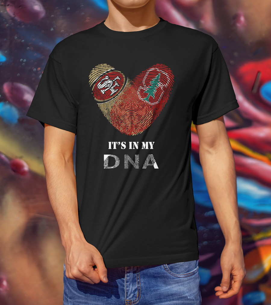 49Ers Stanford Cardinal Heart Fingerprint DNA T-Shirt