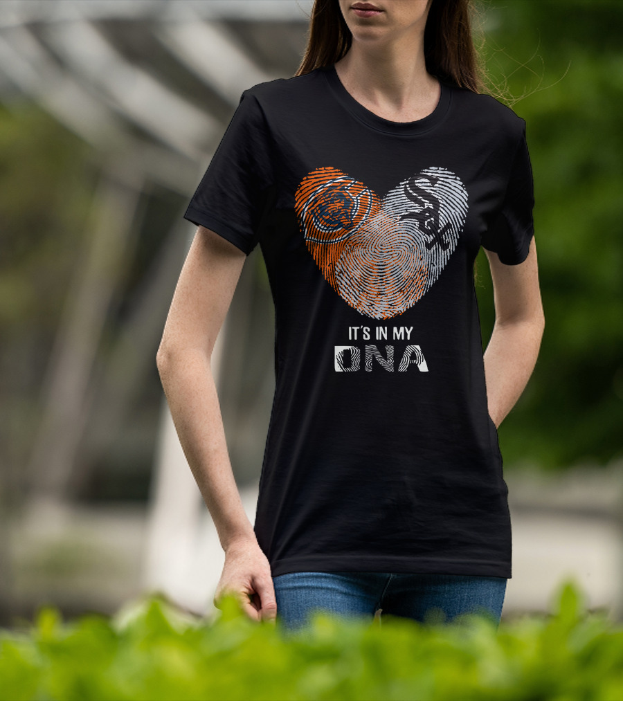 Bears White Sox It’s In My DNA Fingerprint Heart T-Shirt