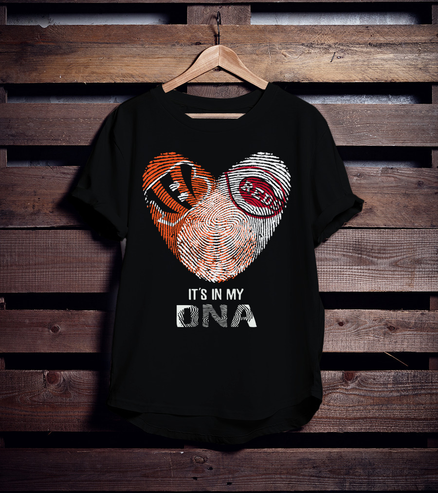 Bengals Reds Fingerprint Heart It's In My DNA T-Shirt