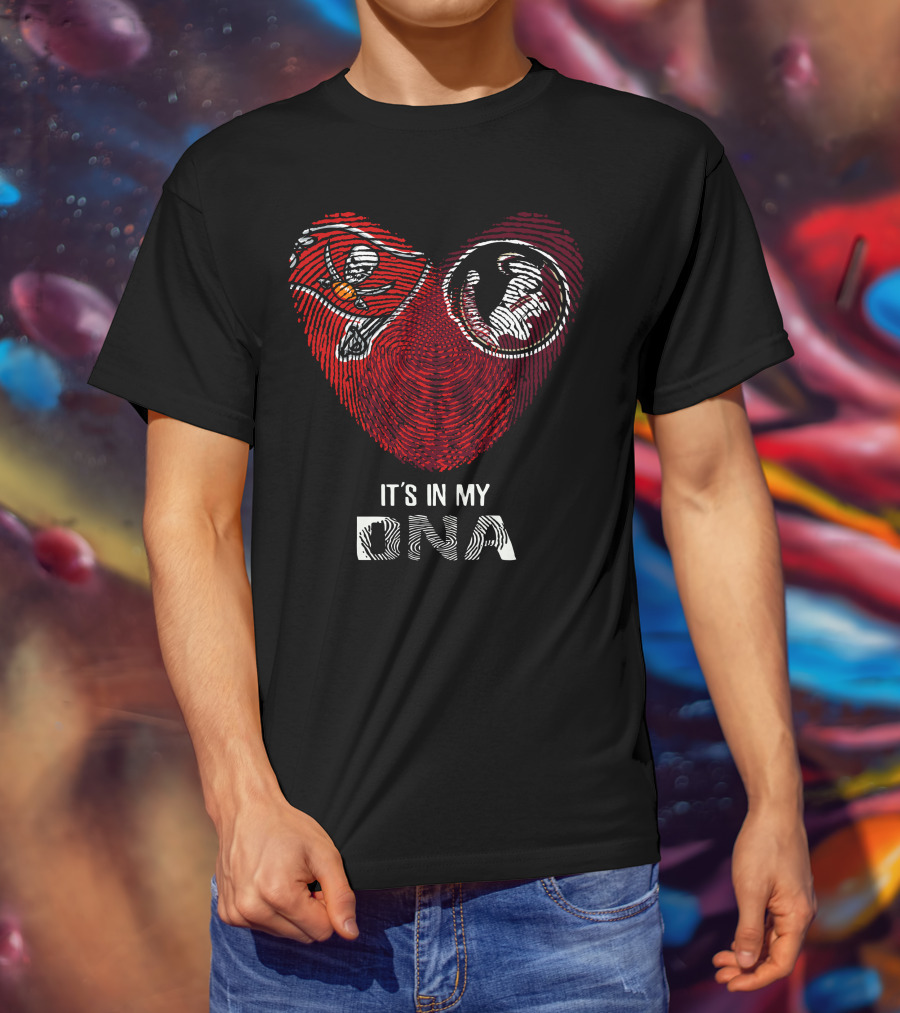 Buccaneers Seminoles Heart Fingerprint It's In My Dna T-Shirt