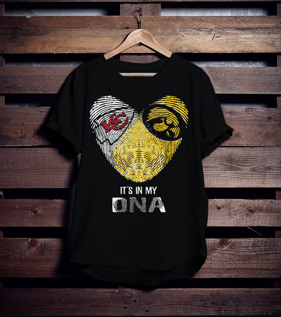 Chiefs Hawkeyes Heart Fingerprint It's In My DNA T-Shirt