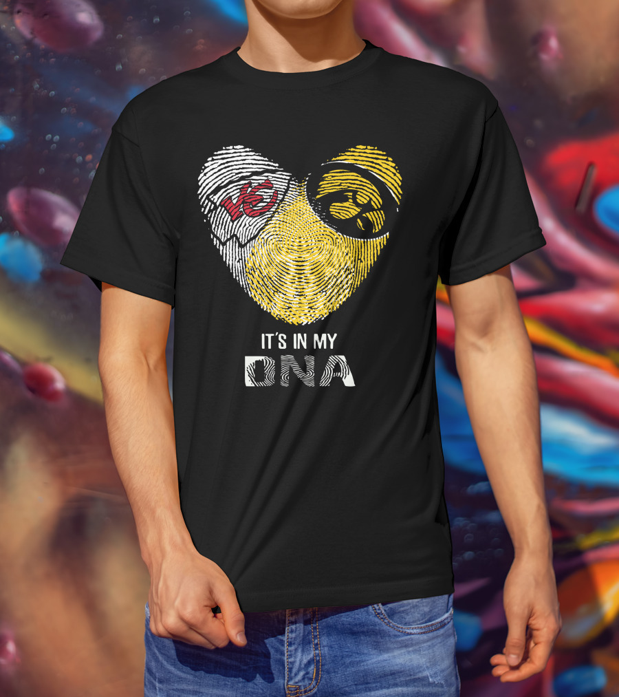 Chiefs Hawkeyes Heart Fingerprint It's In My DNA T-Shirt