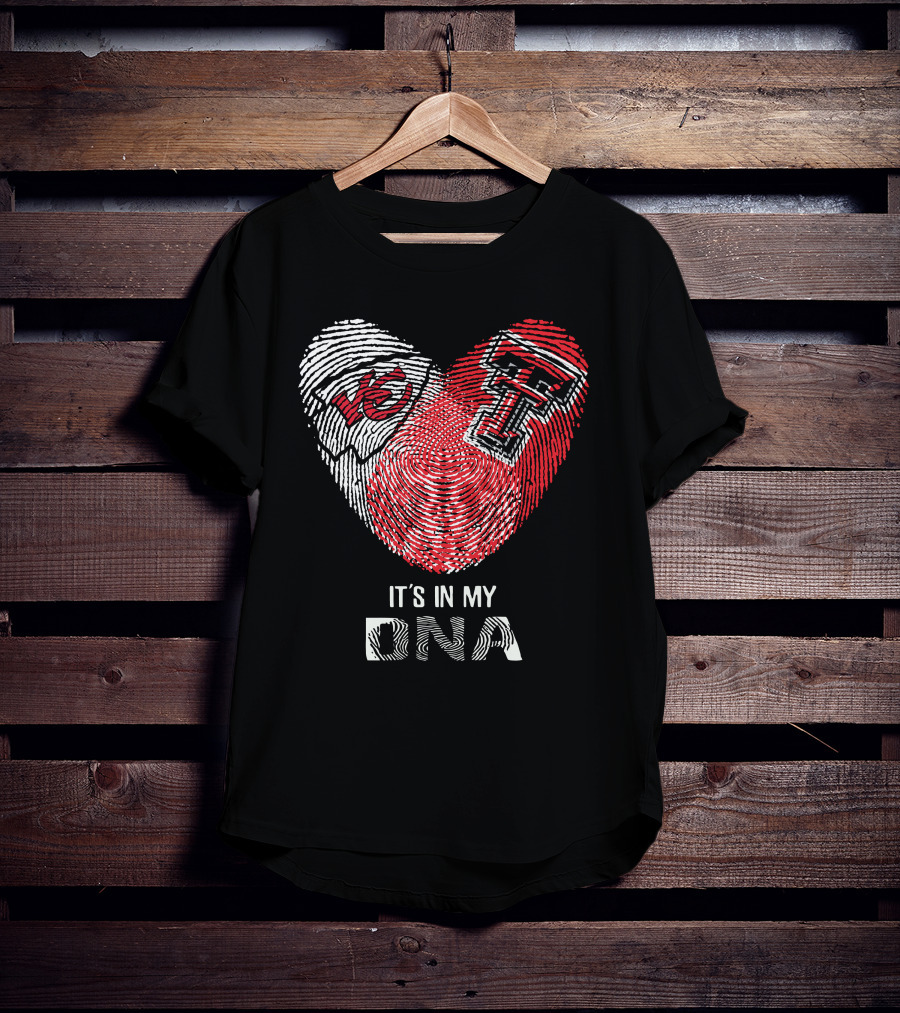 Chiefs Texas Tech Heart Shaped Fingerprint It's In My Dna T-Shirt