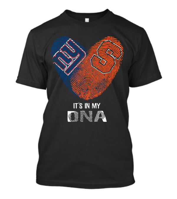 Giants Syracuse Orange It's In My DNA Heart Fingerprint T-Shirt