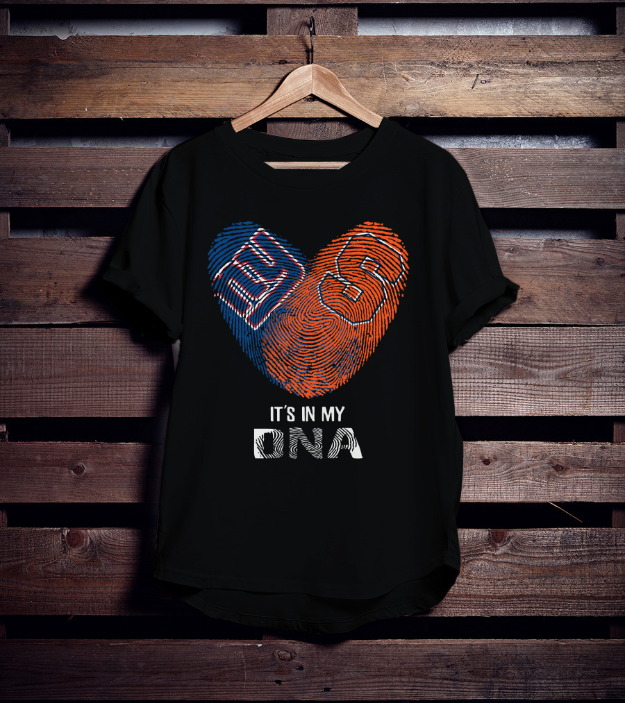 Giants Syracuse Orange It's In My DNA Heart Fingerprint T-Shirt