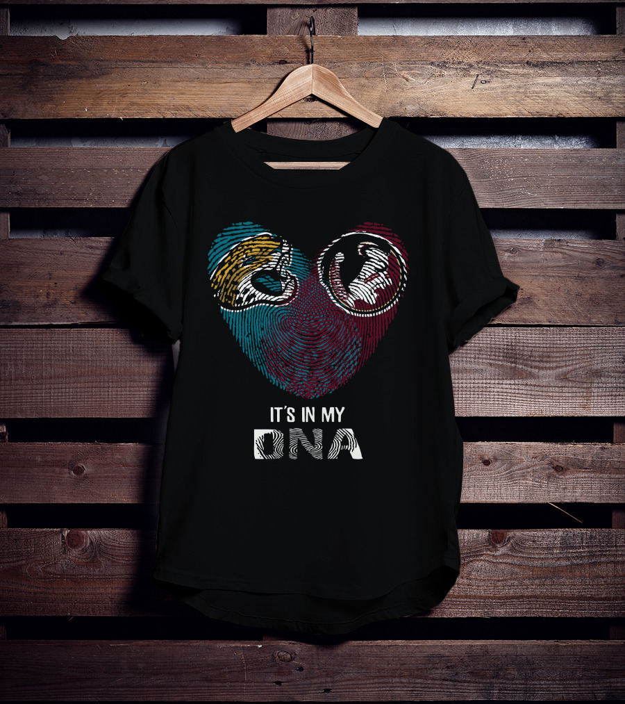 Jaguars Seminoles Heart Fingerprint It's In My DNA T-Shirt