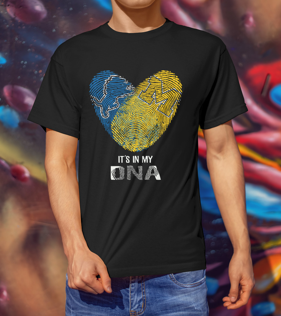 Lions Michigan Wolverines Heart Shaped Fingerprint It's In My Dna T-Shirt
