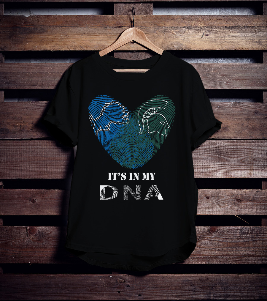 Lions Spartans Fingerprint Heart It's In My DNA T-Shirt
