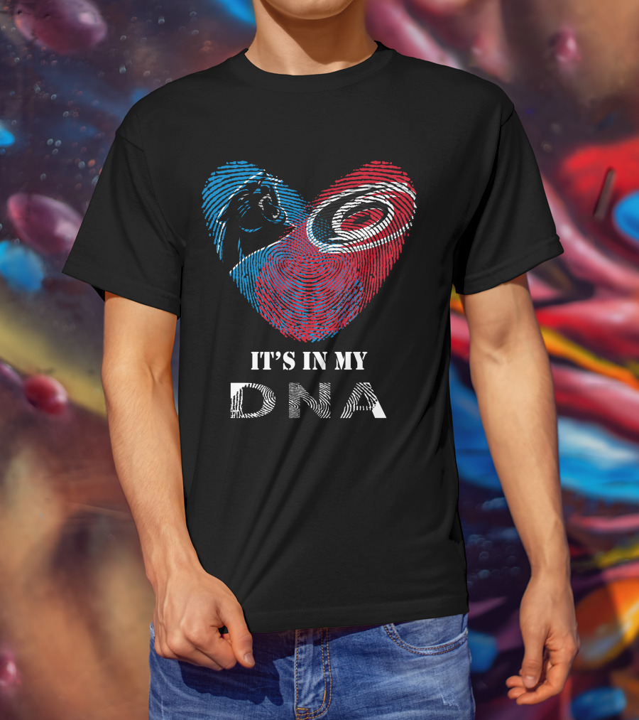 Panthers Hurricanes It's In My DNA Fingerprint Heart T-Shirt