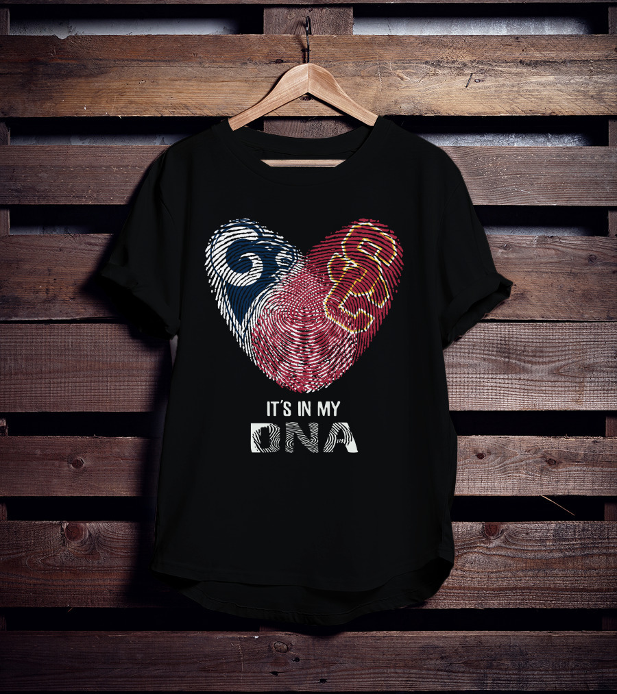Rams USC Trojans Heart Fingerprint It's In My DNA T-Shirt