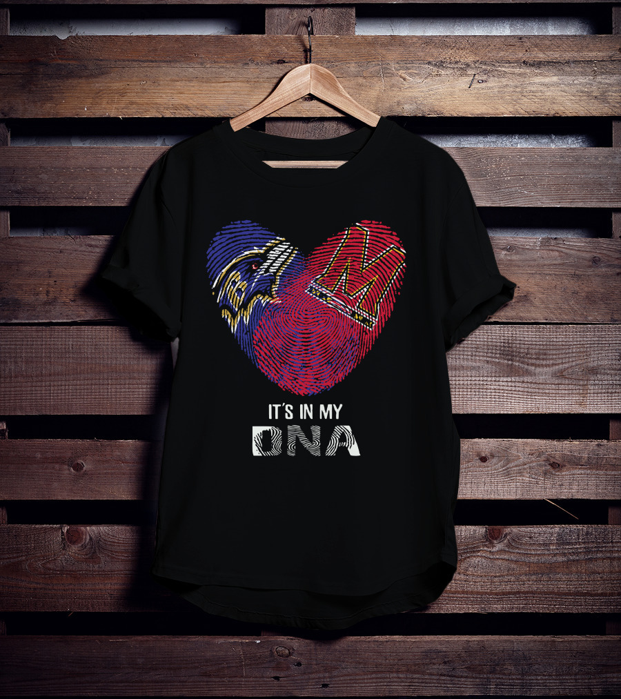 Ravens Maryland Terrapins Heart-Shaped Fingerprint It's In My DNA T-Shirt