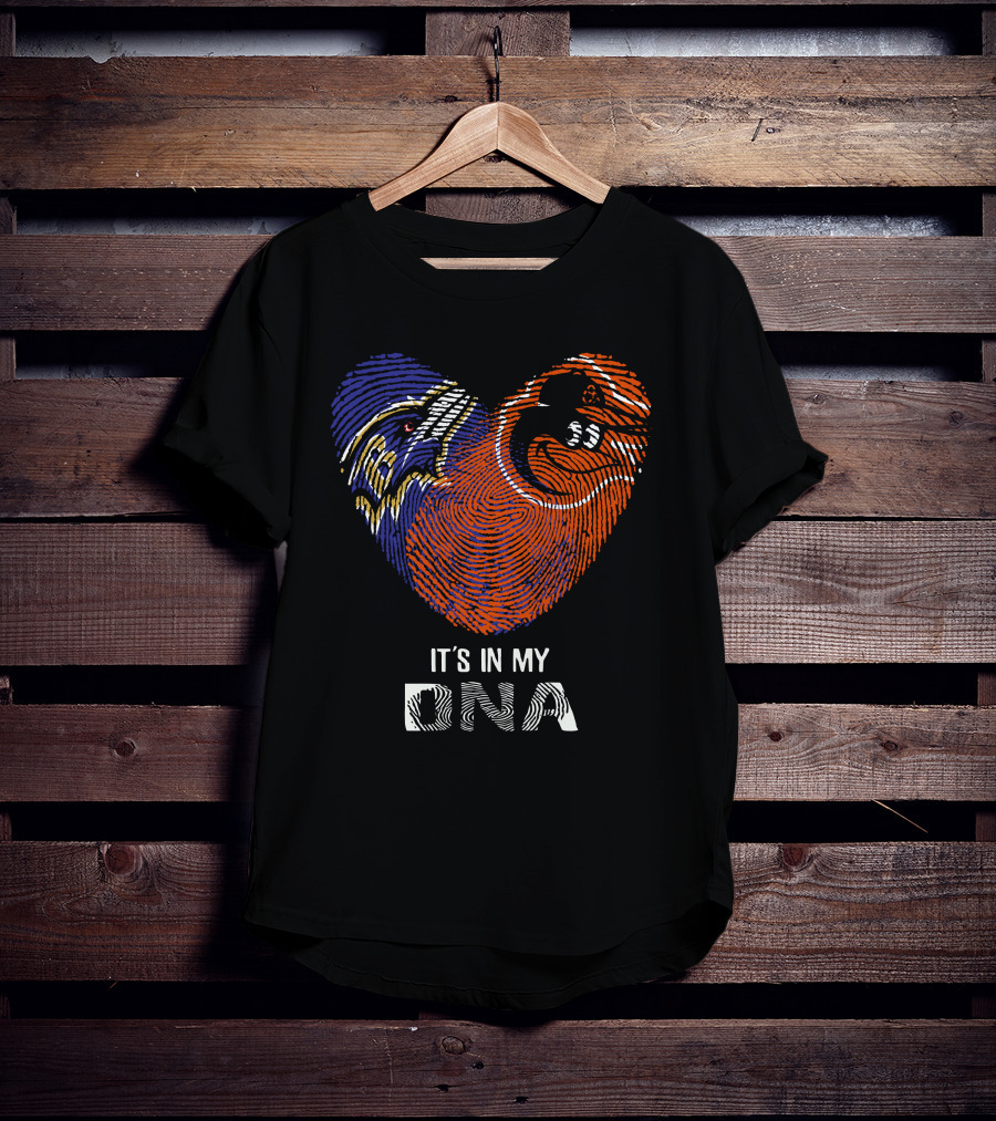 Ravens Orioles It's In My DNA Fingerprint Heart Ravens NFL Orioles MLB T-Shirt