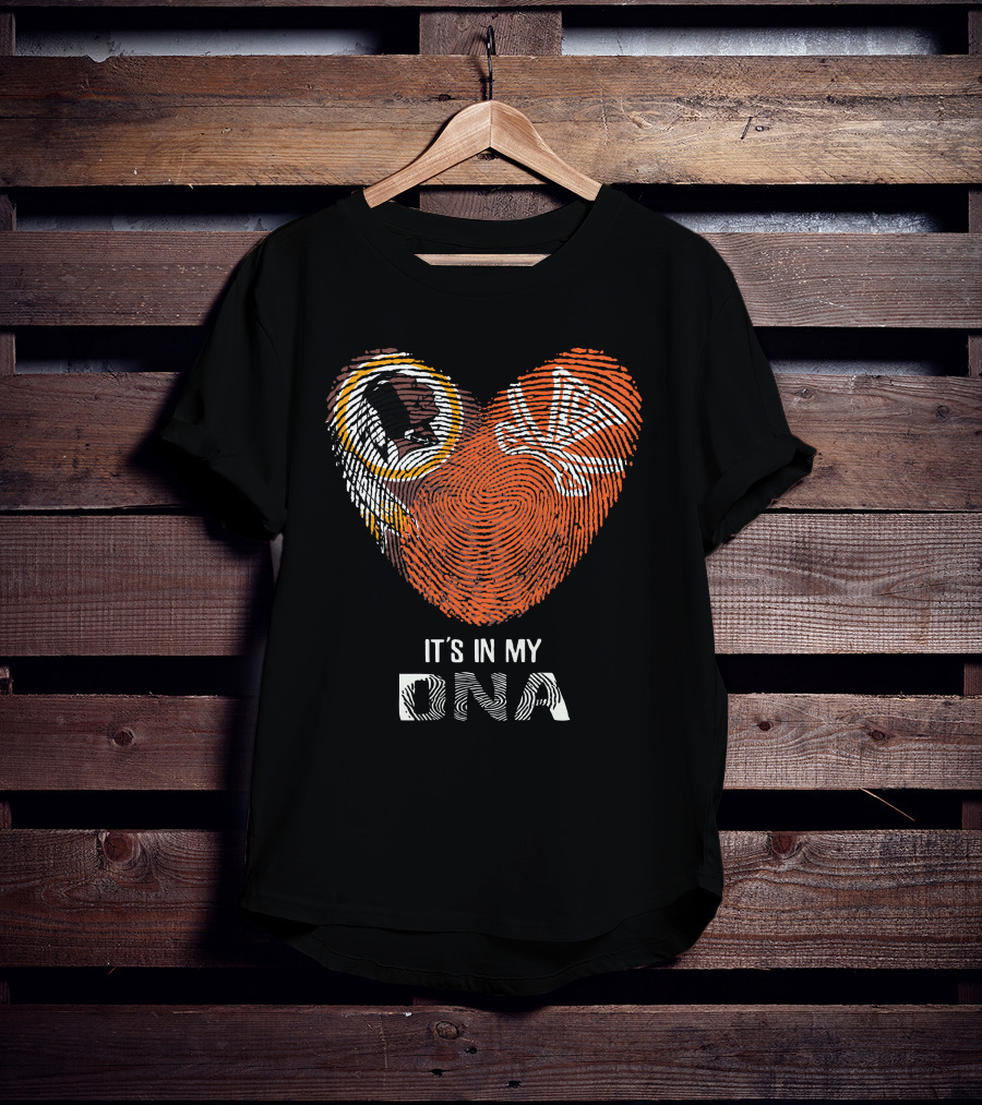 Redskins Cavaliers It's In My Dna Heart Fingerprint T-Shirt