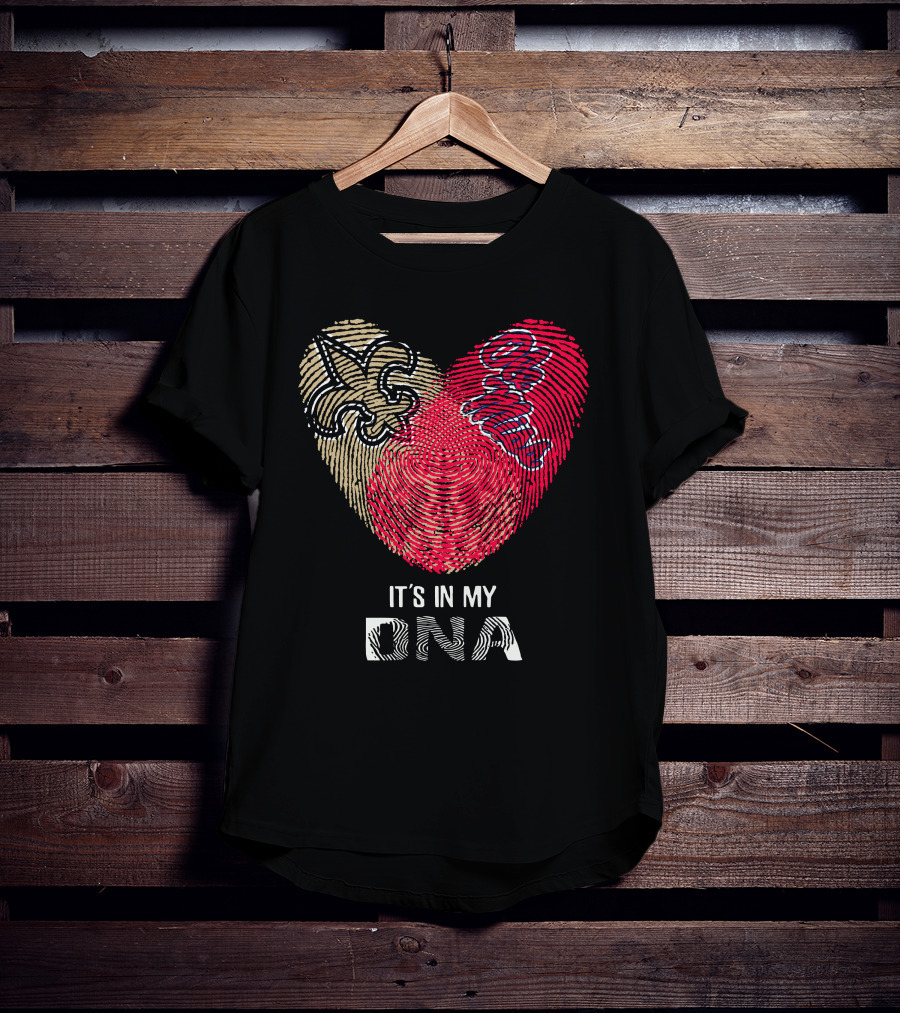 Saints Ole Miss Fingerprint Heart It's In My DNA T-Shirt