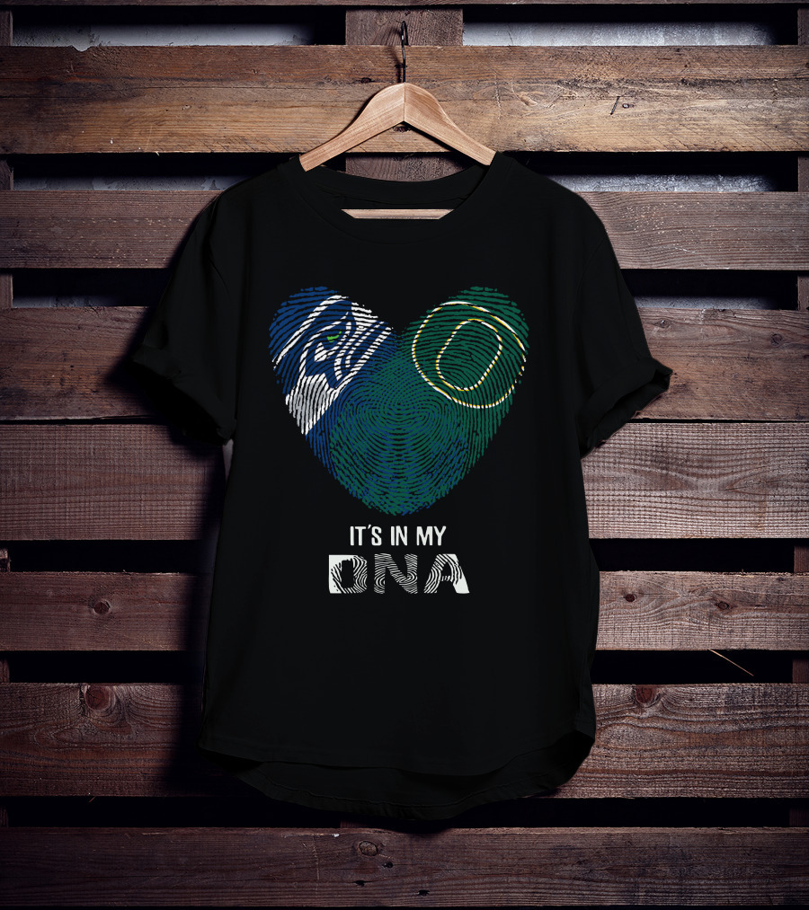 Seahawks Ducks Fingerprint Heart It's In My DNA T-Shirt