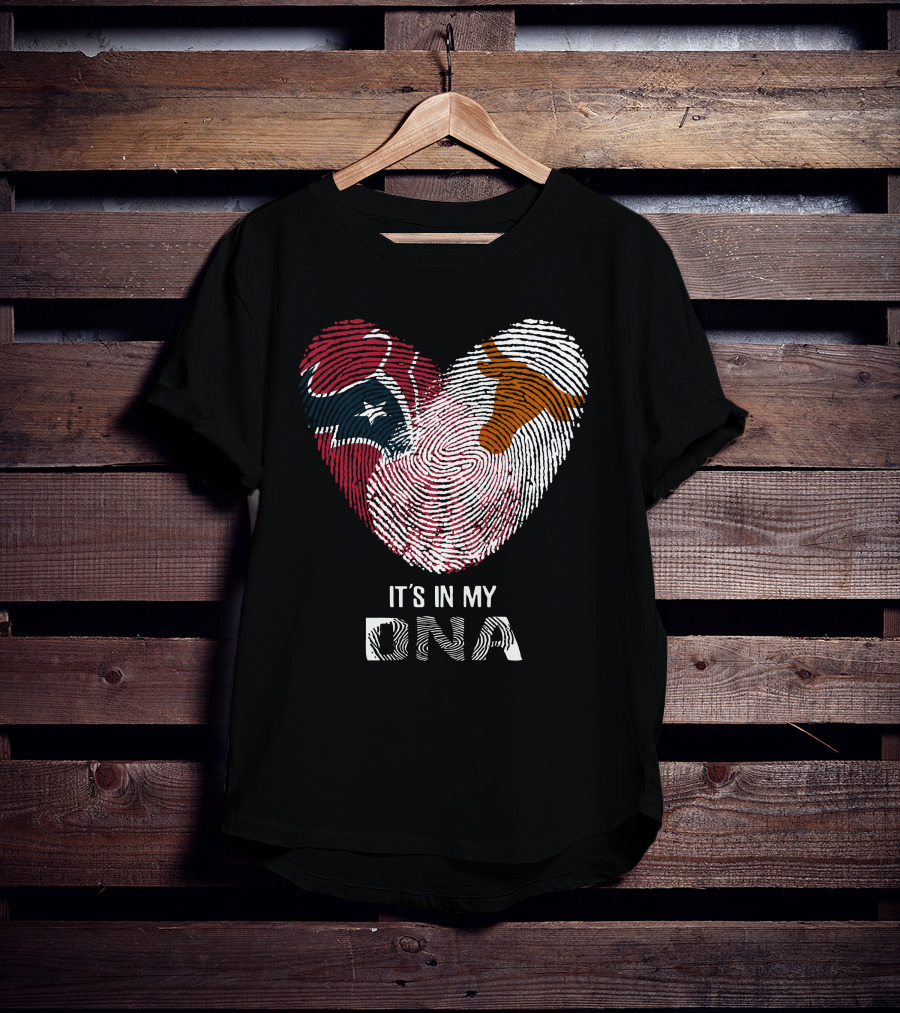 Texans Longhorns Fingerprint Heart It's In My DNA T-Shirt
