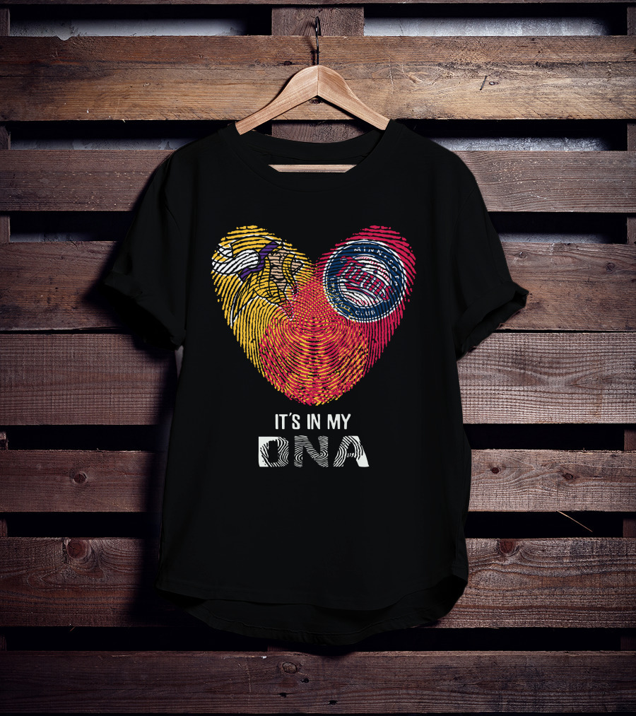 Vikings Twins It's In My DNA Heart Fingerprint T-Shirt