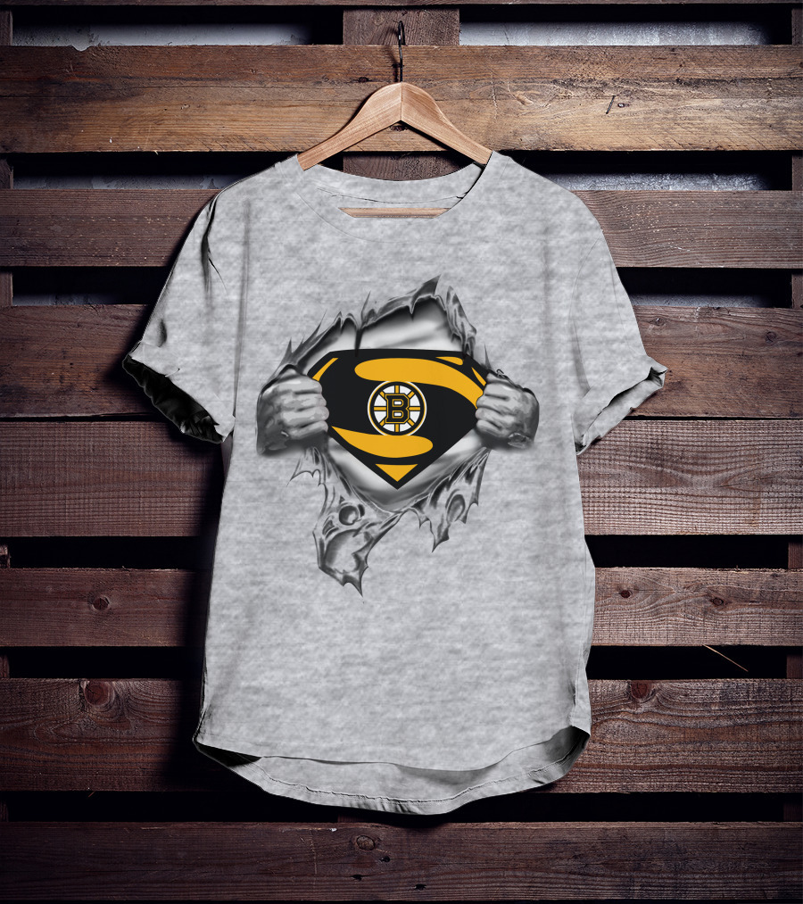Boston Bruins Superman Logo Superhero Concept T-Shirt