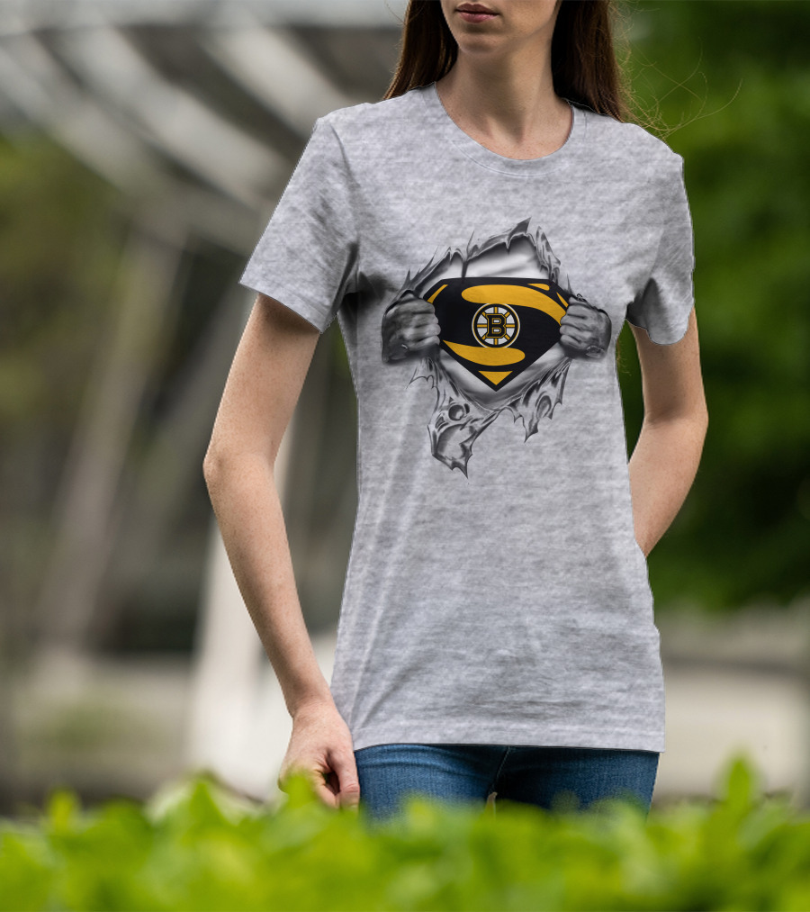 Boston Bruins Superman Logo Superhero Concept T-Shirt