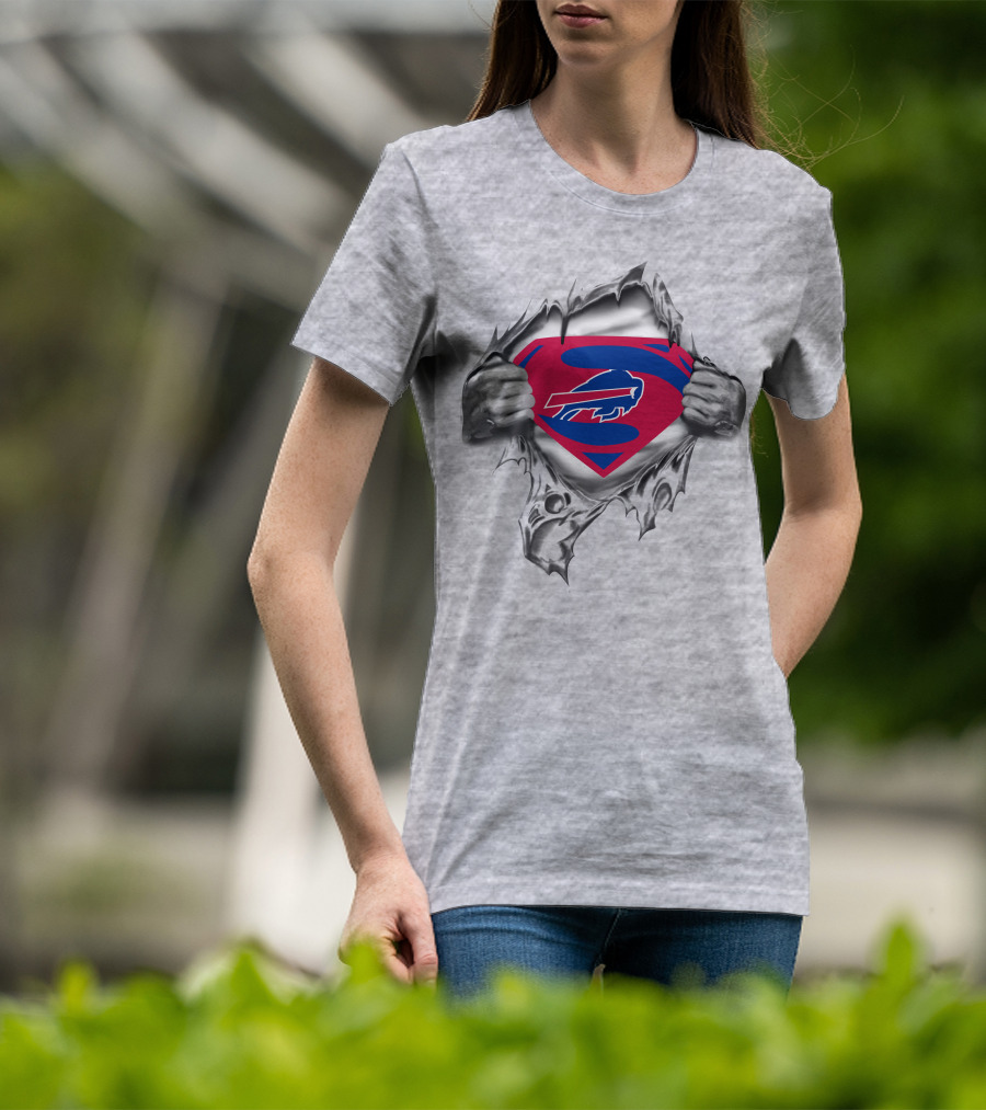 Buffalo Bills Superman Logo Rip T-Shirt