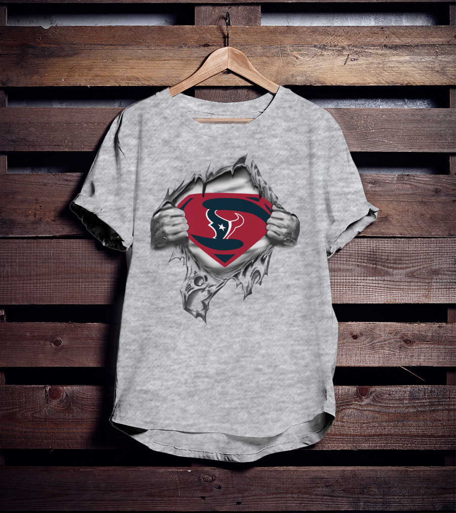 Superman Houston Texans Football Team Logo Fusion T-Shirt