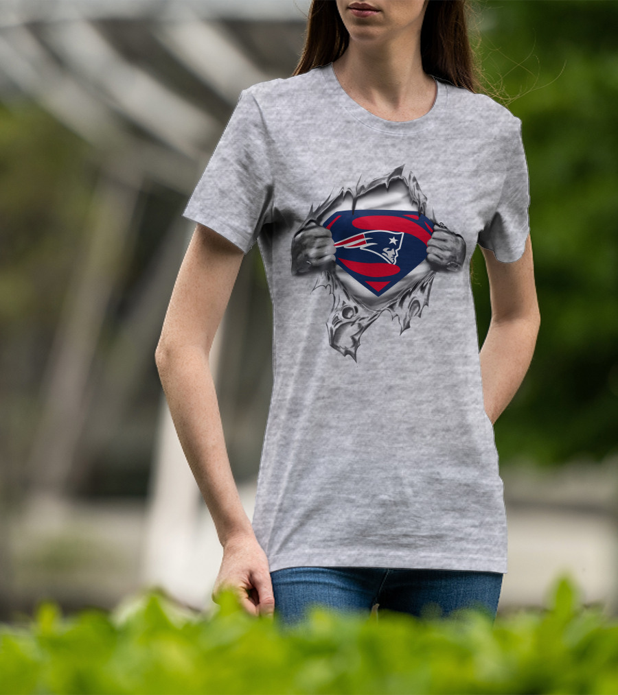 Patriots Logo Superhero Emblem With Tearing Hands T-Shirt