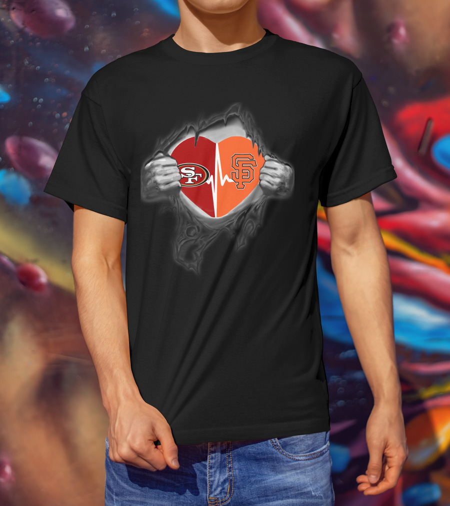 49ers Giants Heartbeat Inside Me T-Shirt