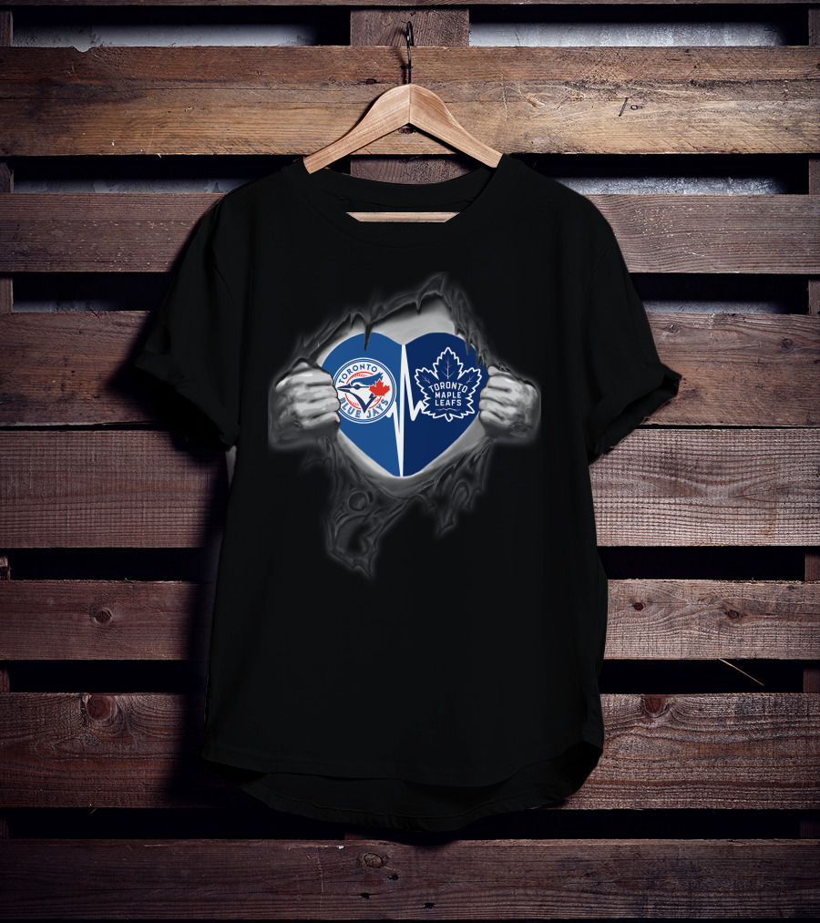Toronto Blue Jays Maple Leafs Heart United Sports Logos T-Shirt