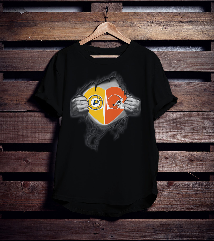 Browns Pacers Heartbeat Love Split T-Shirt