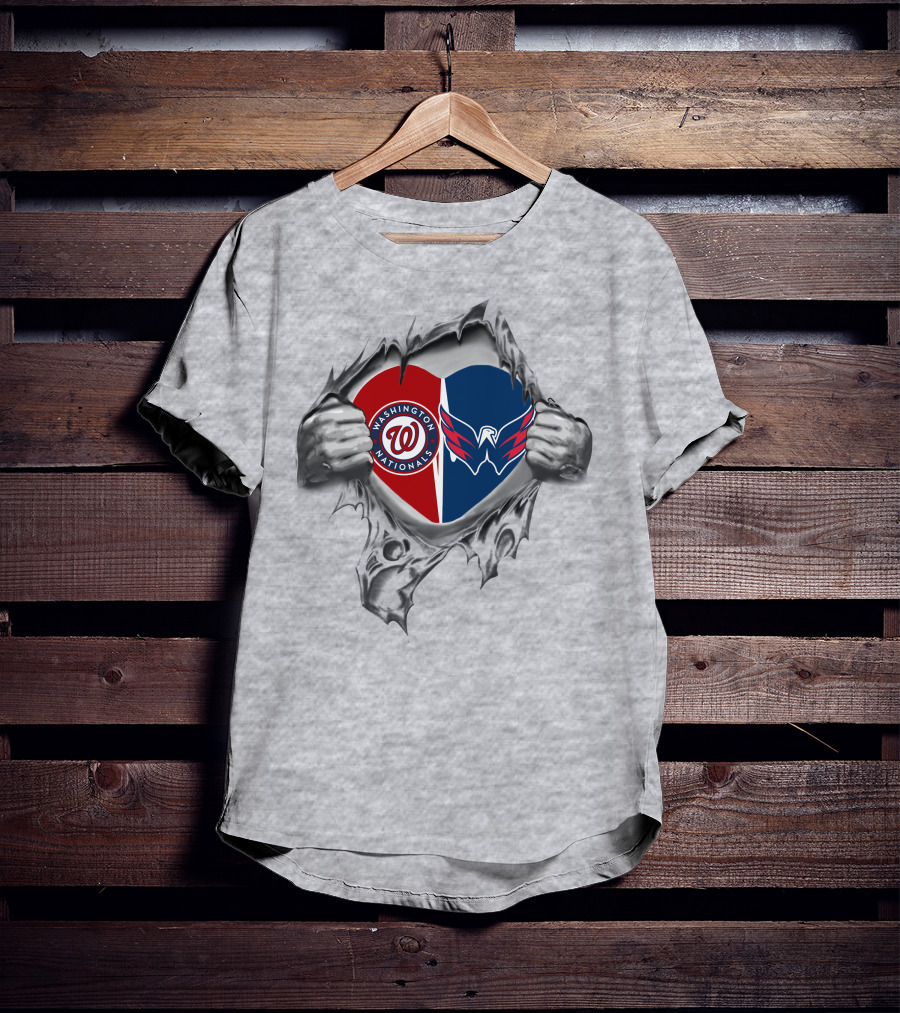Washington Nationals Capitals Logo Split In Heart T-Shirt
