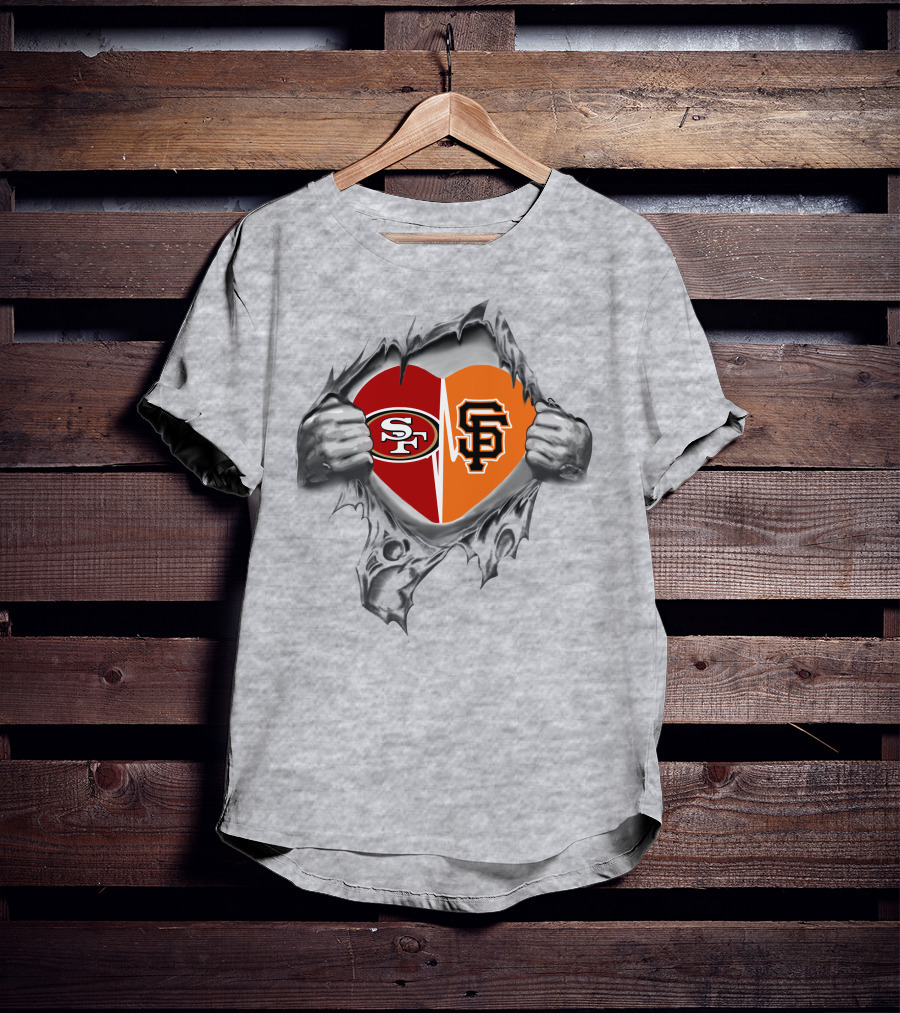 San Francisco 49ers Giants Heart Logo Fusion T-Shirt