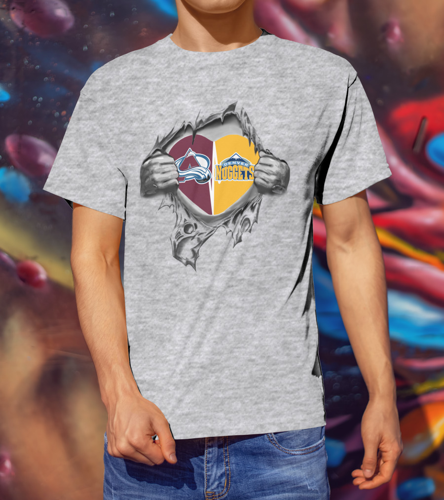 Avalanche Nuggets Heart Denver Sports Loyalty T-Shirt