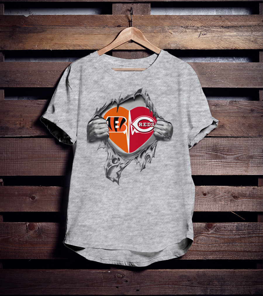 Bengals Reds Heartbeat Echoing Through My Soul T-Shirt