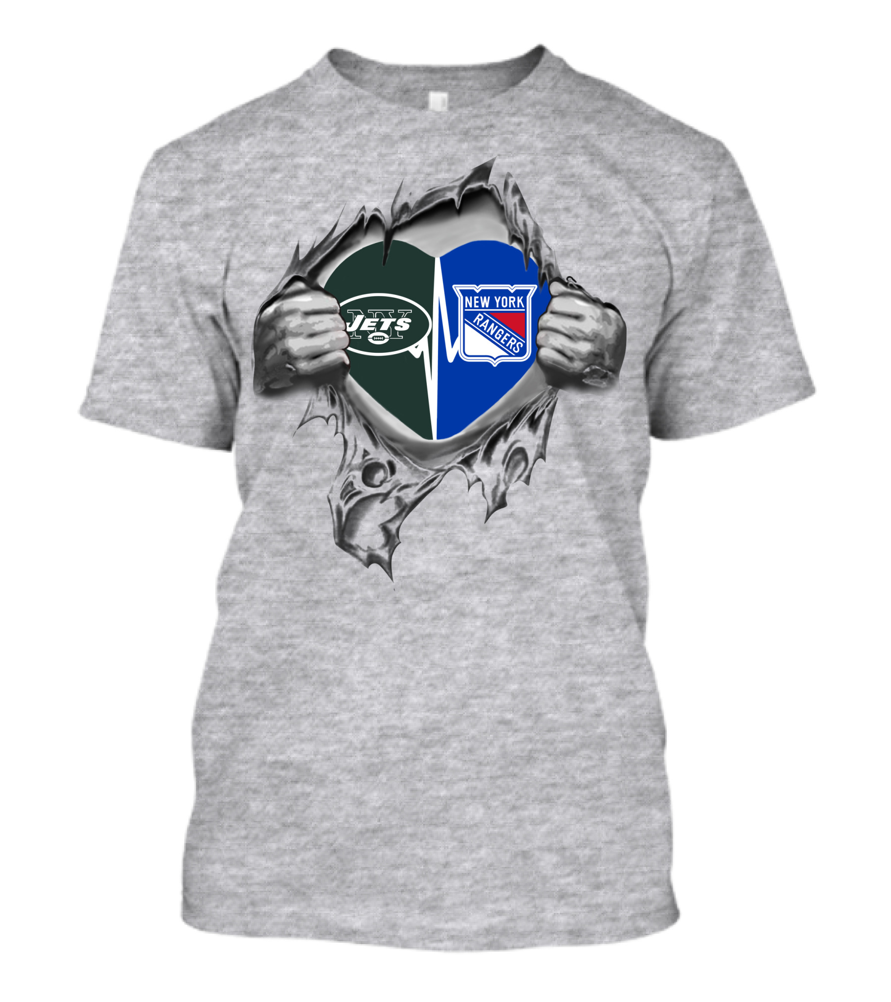 New York Jets Rangers Heart Logo Combination T-Shirt