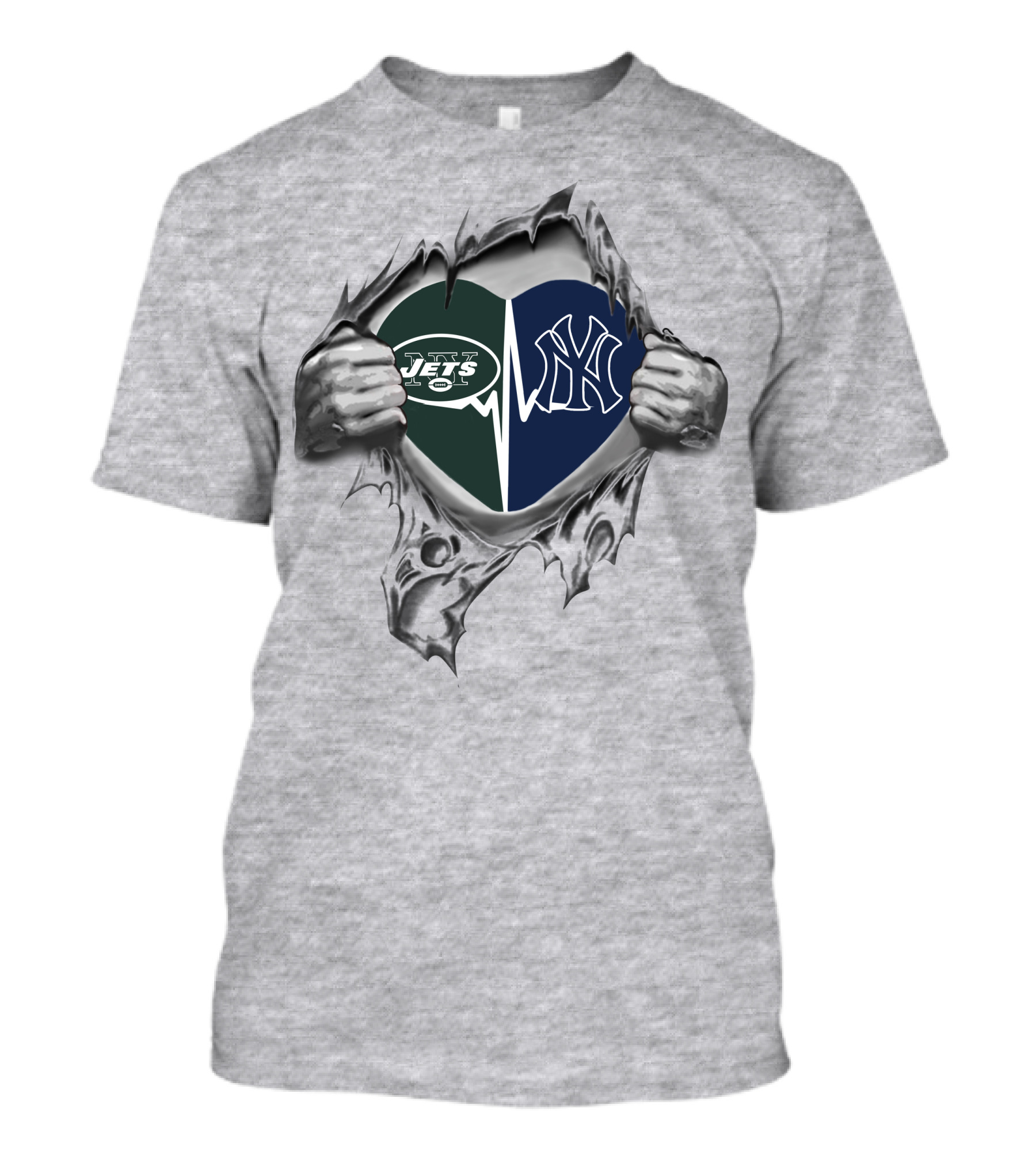Jets Yankees Heart Torn Apart Passion Loyalty Fandom T-Shirt
