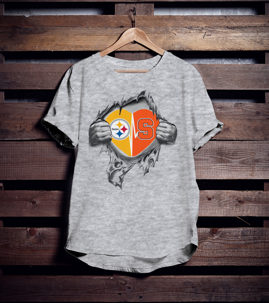 Steelers Syracuse Heart Logo Rip T-Shirt