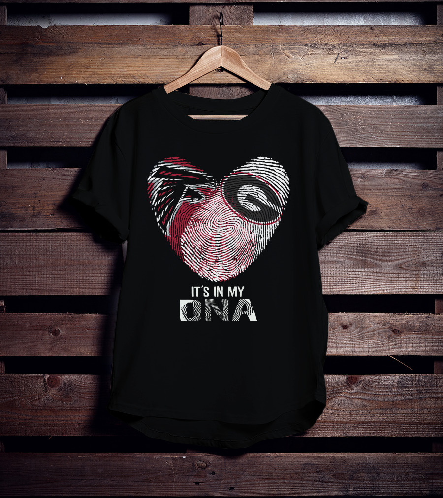 Falcons Bulldogs Heart It's In My Dna Fingerprint T-Shirt