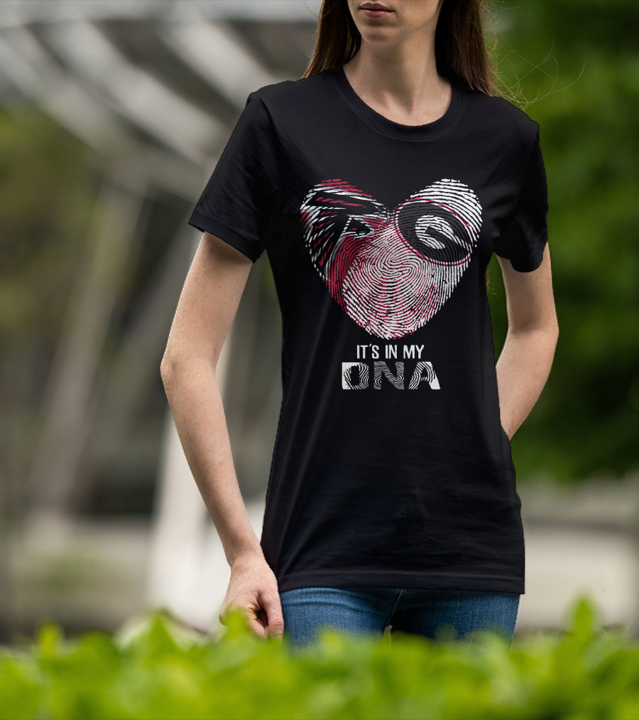 Falcons Bulldogs Heart It's In My Dna Fingerprint T-Shirt