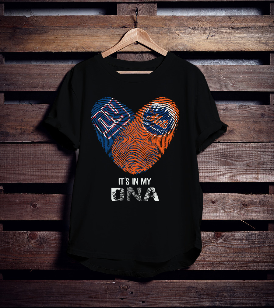 NY Giants Mets It's In My DNA Fingerprint Heart T-Shirt