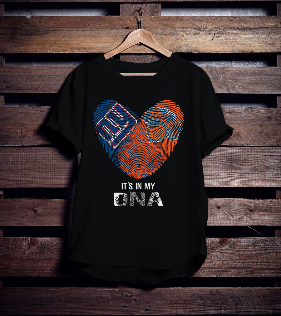 Giants Knicks It's In My DNA Fingerprint Heart T-Shirt