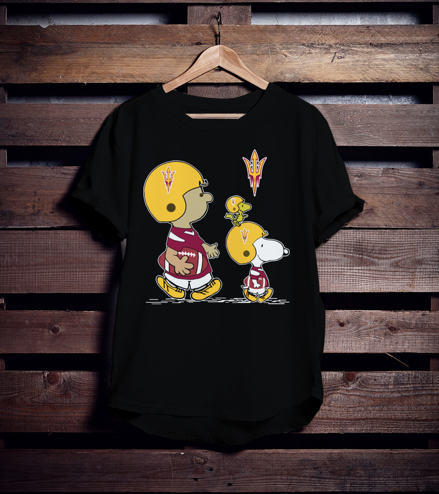 Arizona State Sun Devils Snoopy And Woodstock Football Helmets T-Shirt