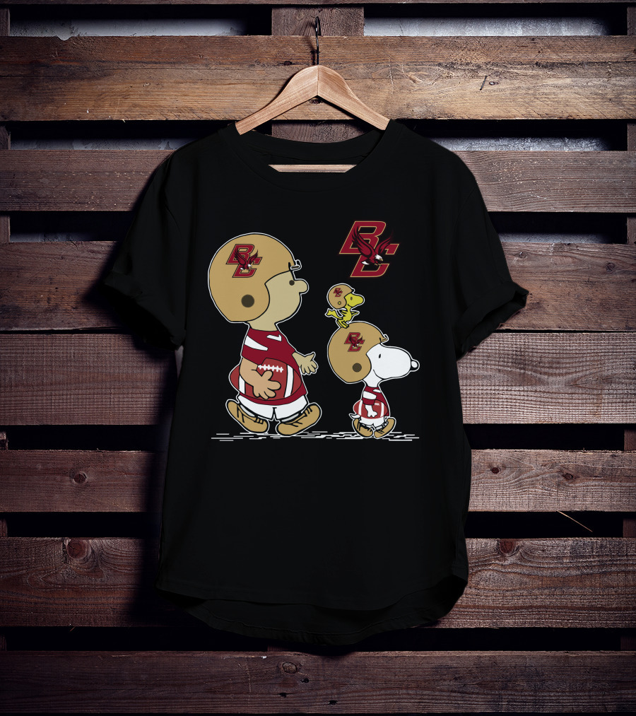 Boston College Eagles Snoopy And Woodstock Football Team Spirit T-Shirt